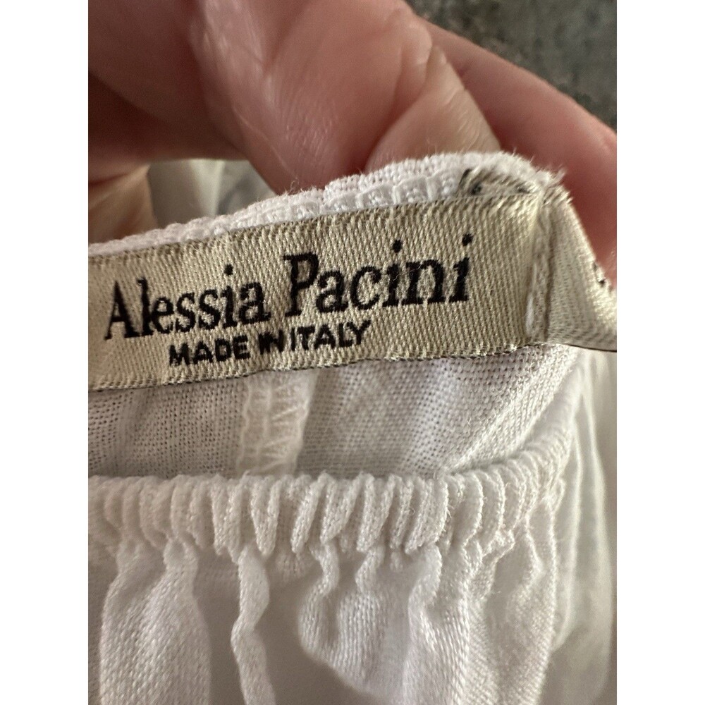 Alessia Pacini Italy White Linen Tunic Top Women Sz S‎ Beachie coastal vacation - Picture 9 of 16